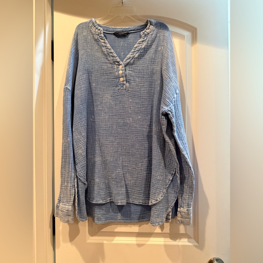 Casual Blue Button Down Shirt for Women
